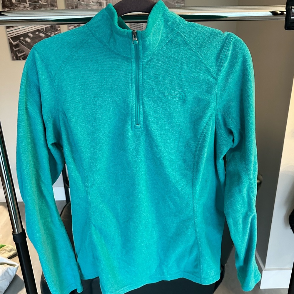 THE NORTH FACE TEAL 3/4 FLEECE ZIP UP PULL OVER SIZE LARGE